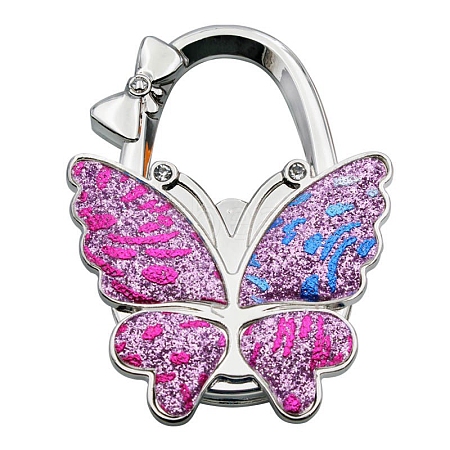 Glitter Butterfly Zinc Alloy Crystal Rhinestone Bag Hanger BAGH-F001-A27-1