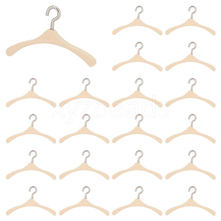 AHADEMAKER 30Pcs Miniature Wood Doll Clothes Hangers DOLL-GA0001-08-1