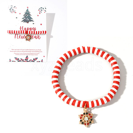 Elegant Christmas Handmade Polymer Clay Heishi Beaded Stretch Bracelets MV9996-31-1