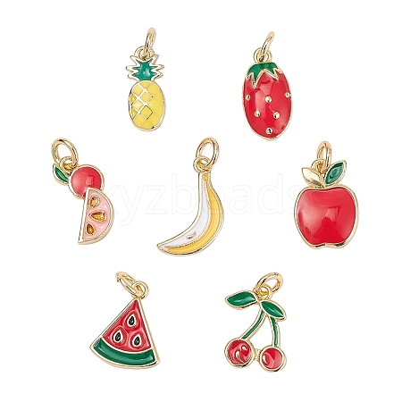 7Pcs 7 Style Brass Enamel Charms KK-YW0001-34-1