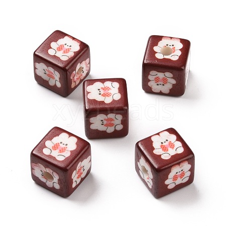 Opaque Printed Acrylic Beads MACR-C007-01B-1