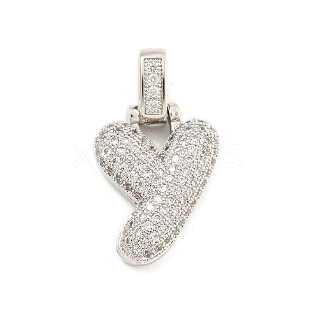 Brass Micro Pave Clear Cubic Zirconia Pendants KK-B099-01P-Y-1