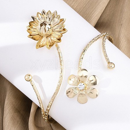 Lotus Alloy Arm Cuff Bangles for Girl Women LS-AJEW-A063-01D-G-1