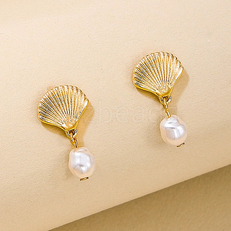 Alloy Imitaton Pearl Dangle Stud Earrings FS-WG5D696-02-1