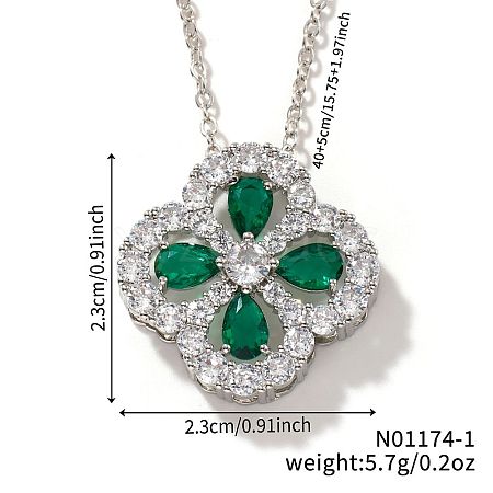 Four-leaf clover emerald pendant clavicle chain European and American fashion. FE5730-1-1