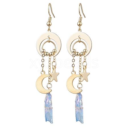 Dyed Natural Quartz Crystal Pendants Earrings EJEW-TA00424-1