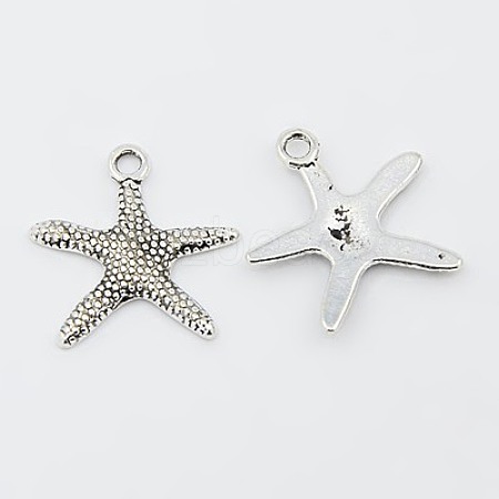 Vintage Antique Silver Tone Tibetan Style Starfish Pendants X-EA306Y-AS-1