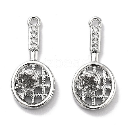 Rack Plating Brass Clear Cubic Zirconia Pendants KK-M102-23G-P-1