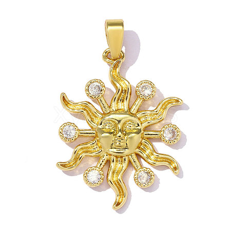 Brass Micro Pave Clear Cubic Zirconia Pendants CU-OY001-71G-1