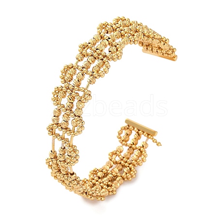 Brass Beads Open Cuff Bangles KK-S404-03G-1