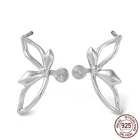 Rhodium Plated 925 Sterling Silver Stud Earring Findings STER-M115-11P-1