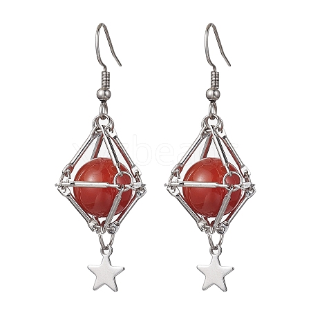 Natural Carnelian Dangle Earrings EJEW-JE05600-05-1