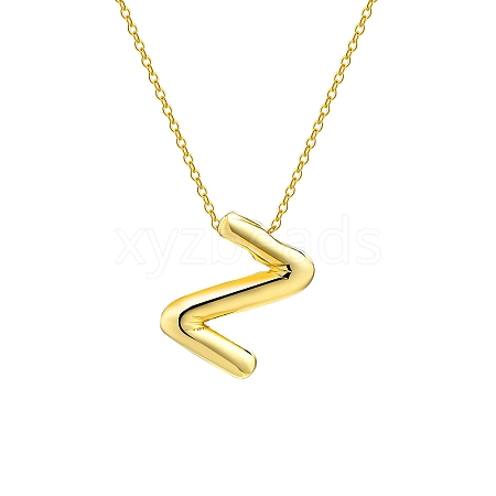 304 Stainless Steel Cable Chain with Letter Pendant Necklaces PW-WG0ABDC-25-1