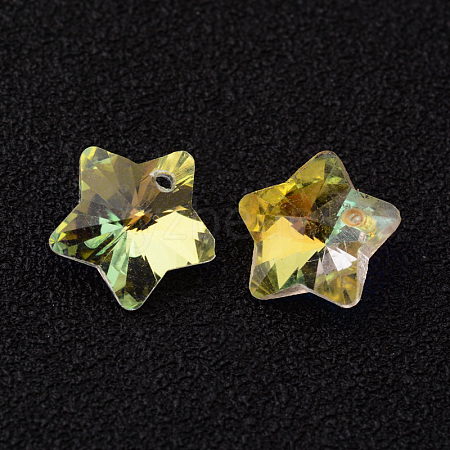 Star Faceted K9 Glass Charms EGLA-O006-04B-1