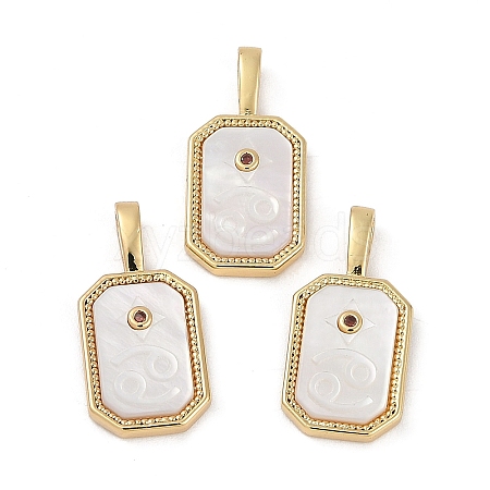 Rack Plating Brass Micro Pave Cubic Zirconia Pendants KK-U032-90G-12-1