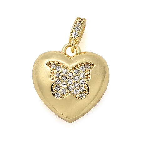 Heart Brass Micro Pave Cubic Zirconia Pendants KK-M319-09G-1