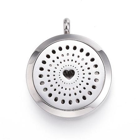 304 Stainless Steel Diffuser Locket Pendants STAS-D157-09F-1