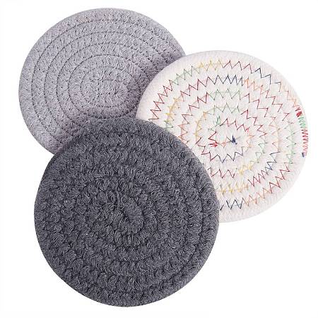 6Pcs 3 Colors Cotton Thread Weave Hot Pot Holders DIY-SZ0003-50B-1