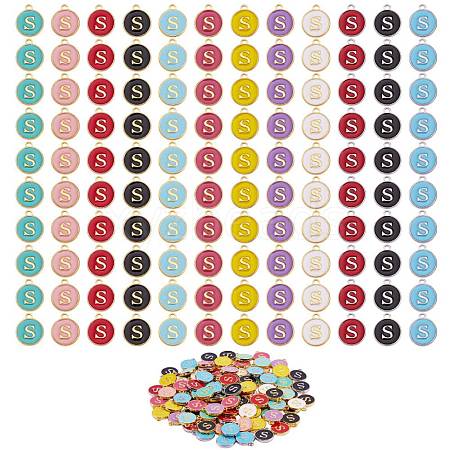 120Pcs 12 Colors Golden Plated Alloy Charms ENAM-SZ0001-64S-1