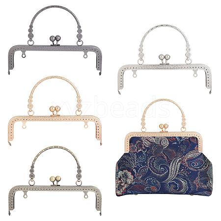 4Pcs 4 Colors Iron Flower Purse Handle Frame PURS-PH0001-44-1