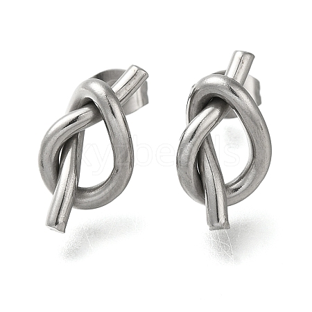 304 Stainless Steel Knot Stud Earrings EJEW-C117-01P-1