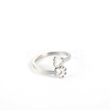 Stylish Adjustable Stainless Steel Paw Print Cuff Rings for Women CD3807-10-1