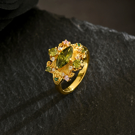 Brass Micro Pave Cubic Zirconia Finger Rings for Women KW9333-3-1