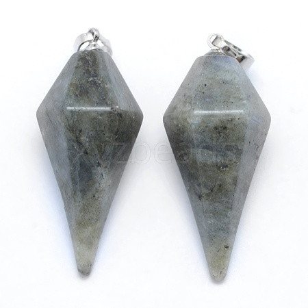 Natural Labradorite Pointed Pendants KK-E757-F-18P-1