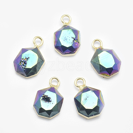 Electroplate Natural Druzy Agate Pendants G-I207-12C-G-1