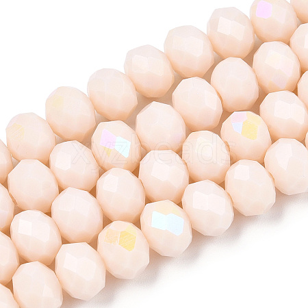 Electroplate Opaque Solid Color Glass Beads Strands X1-EGLA-A034-P6mm-L20-1