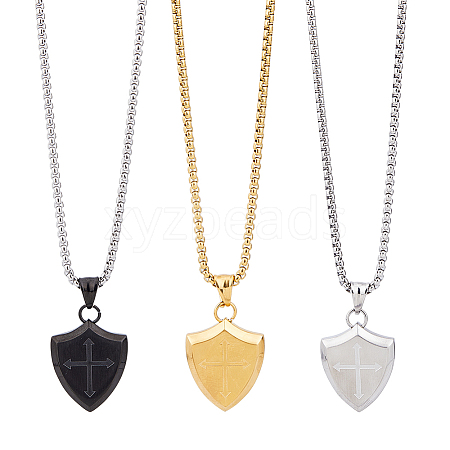 3Pcs 3 Colors Stainless Steel Pendant Necklaces Set NJEW-FI0001-55-1