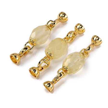 Rack Plating Brass and Citrine Flod Over Clasps KK-B103-05G-02-1