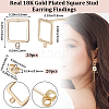 Beebeecraft 20Pcs Hollow Square Brass Stud Earring Findings KK-BBC0012-85-2