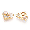 Brass Pave Clear Cubic Zirconia Charms KK-N254-168G-2