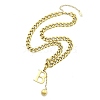 Ion Plating(IP) 304 Stainless Steel Letter B Pendant Cuban Link Chain Necklaces for Women NJEW-U016-01G-1