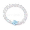 8mm Round Dyed Synthetic Moonstone Beaded Stretch Bracelets BJEW-JB10306-3