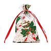 Christmas Theme Organza Printed Drawstring Bags PW-WGCD6B2-10-1