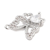 Brass Pave Clear Cubic Zirconia Hollow Connector Charms KK-Z061-03P-2