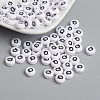Flat Round with Letter Q Acrylic Beads X-PL37C9070-Q-1