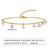 304 Stainless Steel Cable Chain with Flat Round Cubic Zirconia Charm Anklets WG525D3-02-2