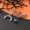 Crescent Moon 316 Surgical Stainless Steel Dangle Belly Button Rings EJEW-G416-17AS-2