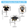 3Pcs 3 Style Graduation Theme Felt Plastic Retractable Badge Reel JEWB-UN0001-02-3