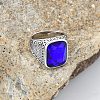 304 Stainless Steel with Natural Lapis Lazuli Finger Rings FS-WG67565-60-1