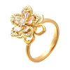 Flower Rotatable Finger Ring for Women RJEW-U035-01G-03-4