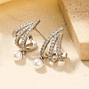 Bright Exquisite Brass Clear Cubic Zirconia Stud Earrings for Stylish and Chic Look SG9124-1-5