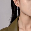 Cubic Zirconia Tulip with Chain Tassel Dangle Earrings JE1049A-4