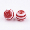 Round Striped Resin Beads RESI-R158-8mm-03-2