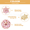 FIBLOOM 5 Pairs 5 Colors 3D Flower Cubic Zirconia Stud Earrings EJEW-FI0001-76-4