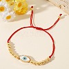 Bohemian Style Adjustable White Alloy Eyelash Eye & Brass Beads Braided Bracelets WF4664-2