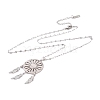 Non-Tarnish Woven Net/Web with Feather 304 Stainless Steel Boho Pendant Necklaces for Women NJEW-G087-05P-3